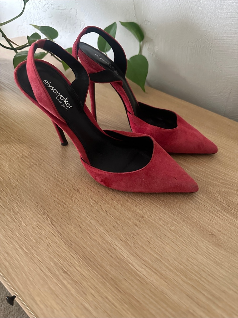 Red Pointed-Toe Slingback Heels